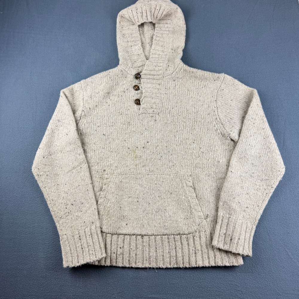 Vintage Polo Ralph Lauren Hoodie Mens M Oatmeal Wool Alpaca Blend Sweater Toggle